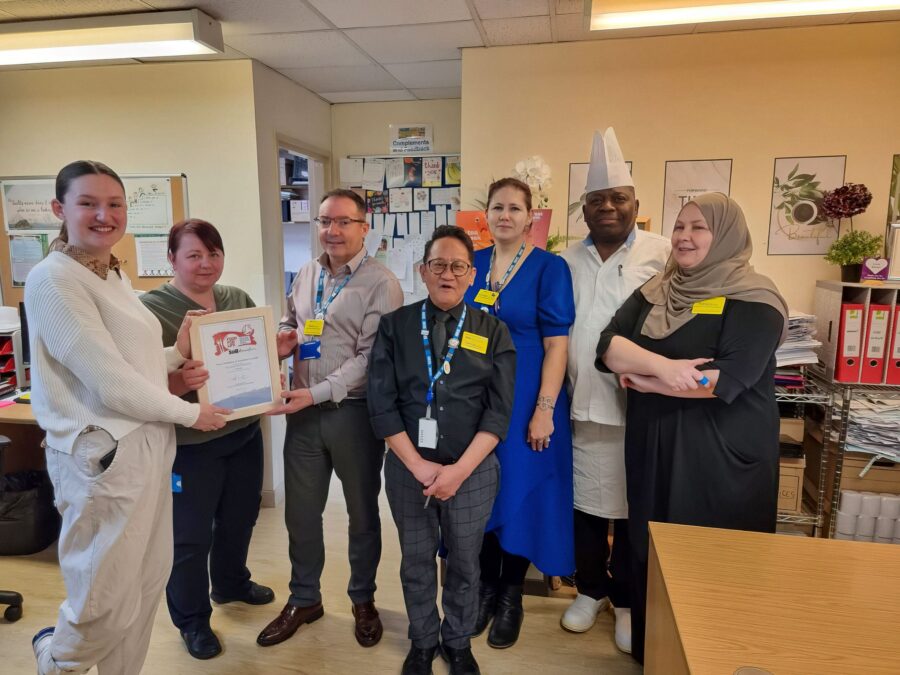 the Royal Brompton Hospital team holding their Food for Life Award