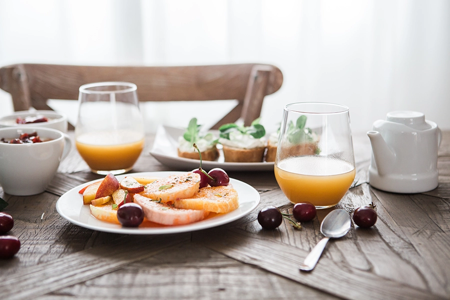 hotel breakfast with fruit